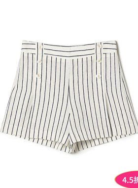 2025年夏装Outlets专柜 WM系列含亚麻短裤竖条纹高腰裤子休闲裤女