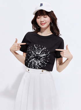 奥莱专柜品牌撤柜正品 UW夏装2025新款清爽减龄棉质套头短袖T恤女