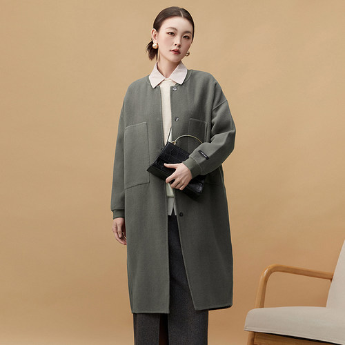 双面尼含羊毛羊绒大衣女