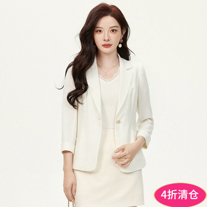 Outlets撤柜正品 XY秋装新款职业通勤高智感上衣九分袖纯色外套女