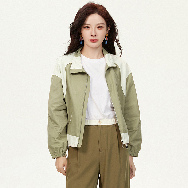 2025年秋装Outlets专柜 ZU系列帅气通勤运动风上衣拼色长袖外套女