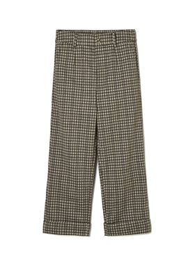 2025年冬装Outlets专柜 高端LD系列拼色格纹九分裤松紧腰休闲裤女