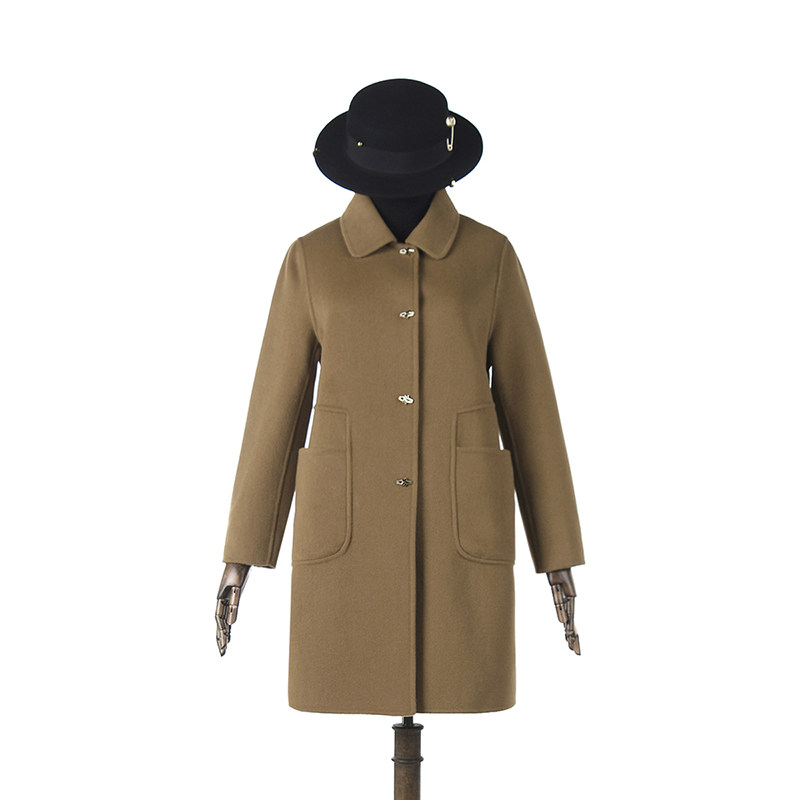 Outlets撤柜正品 MU冬装新款宽松舒适含羊毛双面尼毛呢外套大衣女