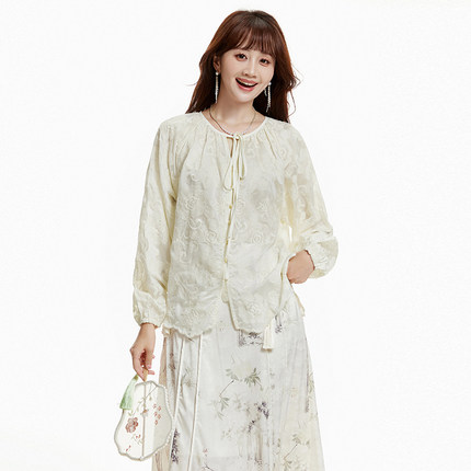 2025年秋Outlets正品 高端AM系列温柔气质美上衣单排扣长袖衬衫女