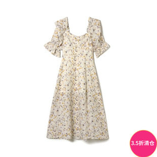 2025年夏Outlets正品 高端TS系列法式甜美碎花中长裙五分袖连衣裙