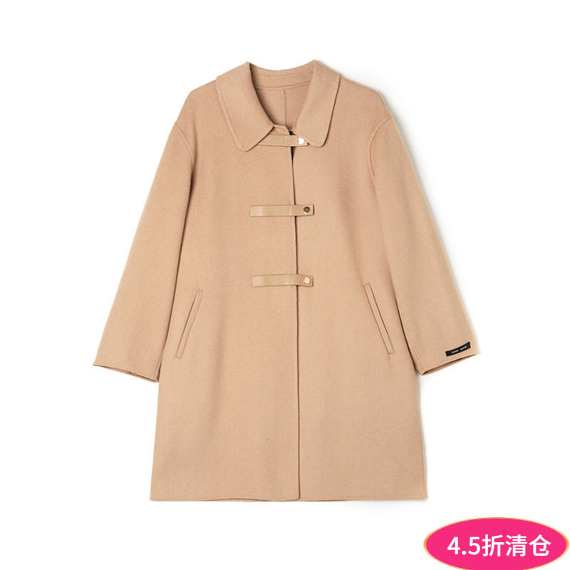 2025年冬Outlets正品 高端HE系列温柔风宽松双面尼毛呢外套大衣女