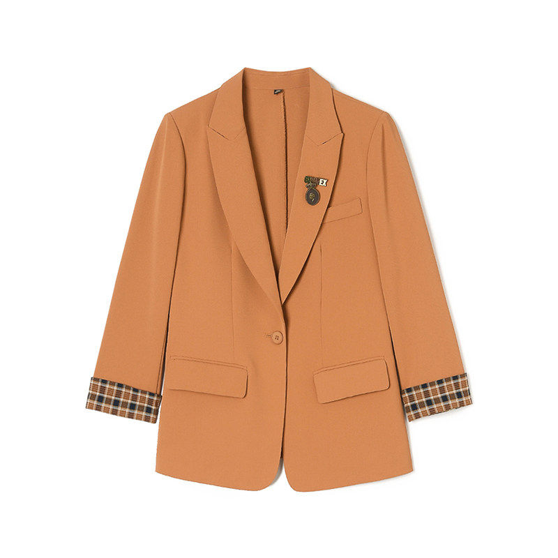 奥莱专柜撤柜正品 汉货精品HH春装新款 格纹翻边上衣一粒扣外套女,女装/女士精品,短外套,淘宝优惠券,粉丝福利购,淘宝优惠卷