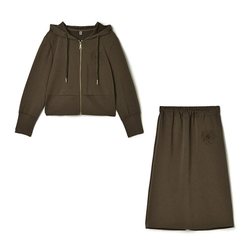 帽外套+中长裙两件套装