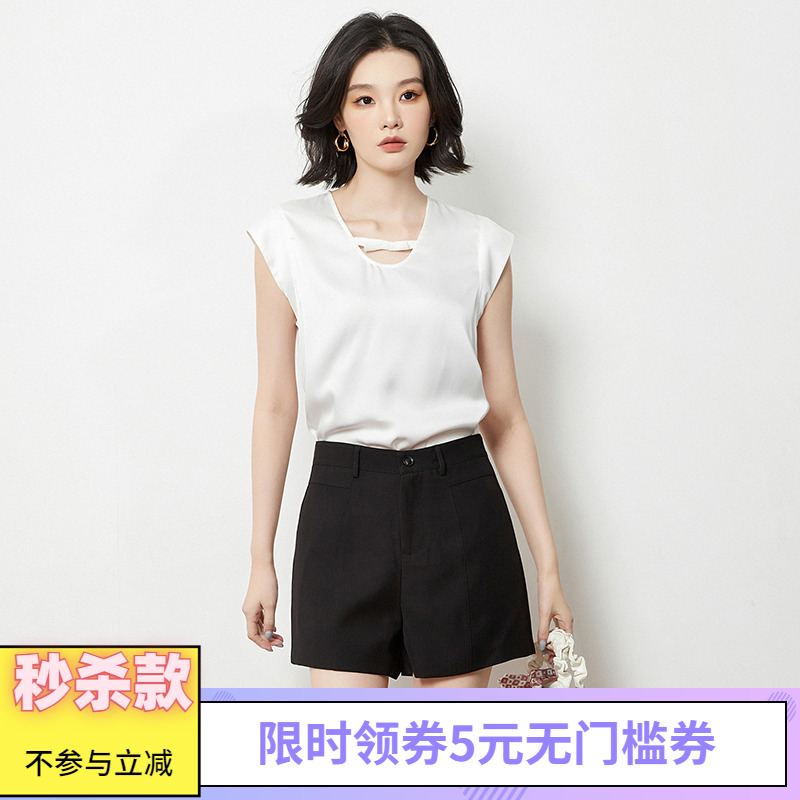 遮肉无袖上衣质感雪纺衫