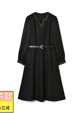 Outlets专柜撤柜正品 RU冬装2025新款简洁轻奢中长裙高智感连衣裙