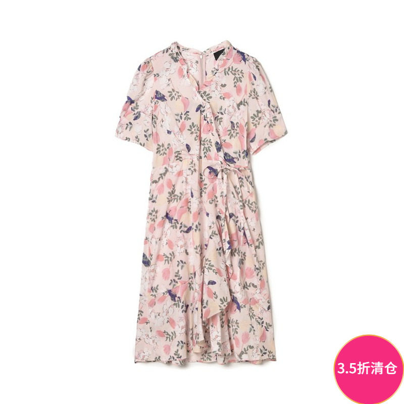 Outlets专柜撤柜正品 南油N系列夏装新款甜美气质印花中裙连衣裙