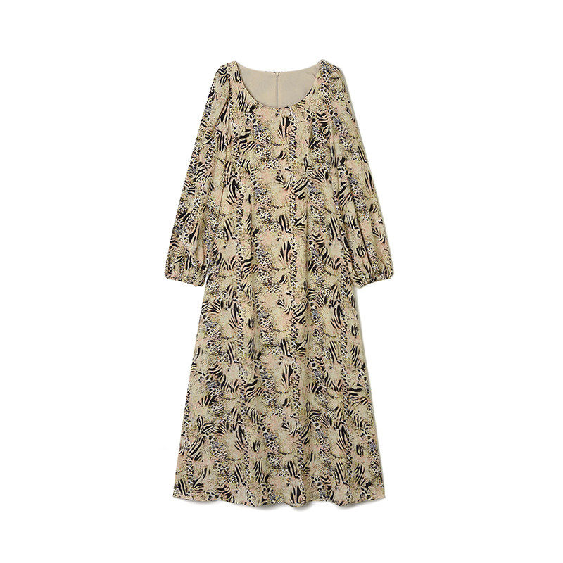 Outlets专柜撤柜正品 深圳南油NY春装新款雅致印花长袖长裙连衣裙