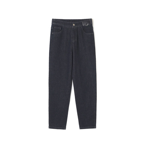 松紧腰细管显瘦牛仔裤