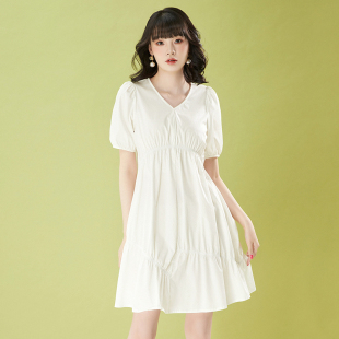 松紧腰极简风A字连衣裙女 新款 奥莱专柜撤柜正品 精品汉货HH夏装