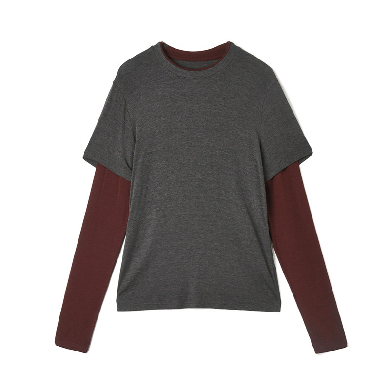 Outlets专柜撤柜正品深圳南油CV春装新款假两件设计上衣高弹T恤女