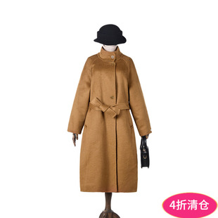 含绵羊毛毛呢外套加长款 新款 大衣女 HZ冬装 奥莱专柜品牌撤柜正品