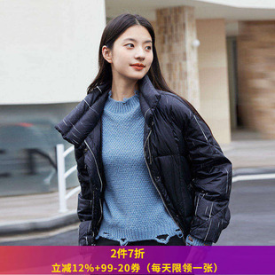 奥特莱斯品牌折扣 索玛SOMSOM冬装新款 短款加厚鸭绒简约羽绒服女