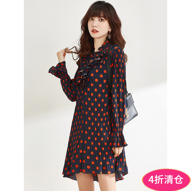 优雅知性波点裙雪纺连衣裙