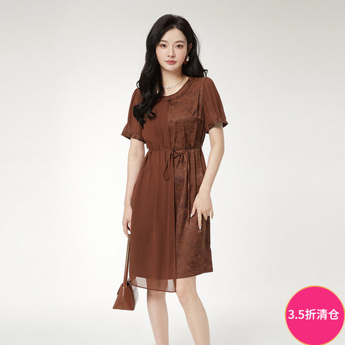 复古套头短袖连衣裙女
