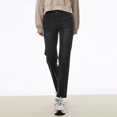 直筒高腰微弹牛仔九分裤
