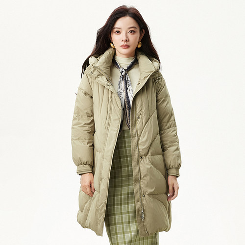 白鸭绒长款防寒羽绒服