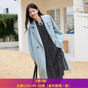 SOMSOM索玛2025冬装新款长款过膝双面呢百搭绵羊毛外套毛呢大衣女