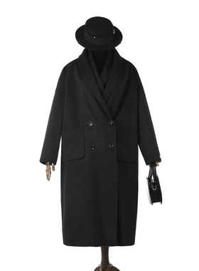 奥莱专柜品牌撤柜正品 HZ冬装新款 含绵羊毛双面尼毛呢外套大衣女