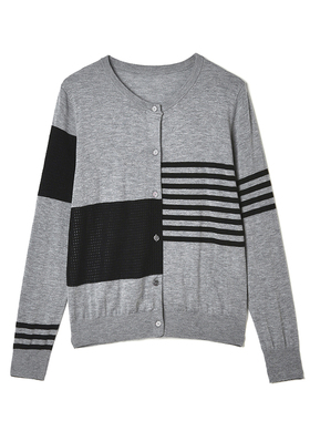 Outlets专柜撤柜正品 MO秋装新款舒适质感长袖上衣单排扣针织衫女