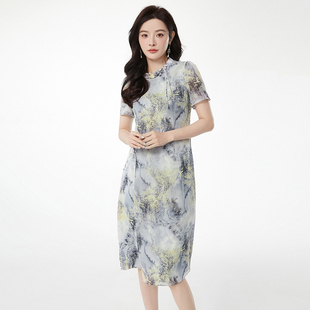 中长裙淑女范连衣裙 奥莱专柜品牌撤柜正品 MW夏装 2025新款 新中式