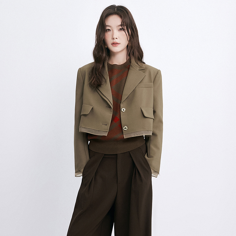 通勤短上衣单排扣西装外套