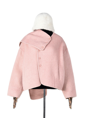 奥莱专柜品牌撤柜正品 HZ冬装2025新款 含羊毛减龄款双面尼大衣女