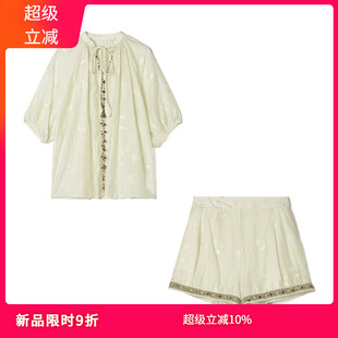 含天絲上衣 女 TG系列 2025年夏裝 中長(zhǎng)款 兩件套裝 Outlets專柜 短褲