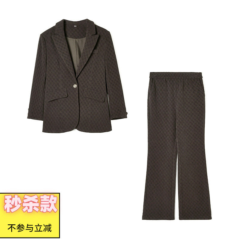 2025年秋Outlets正品高端HH系列通勤修身外套+高腰长裤两件套装女