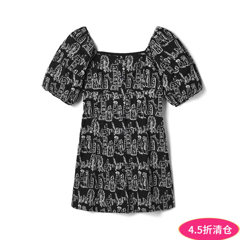 奥莱专柜品牌撤柜正品 LE秋装2025新款 优雅气质短裙五分袖连衣裙