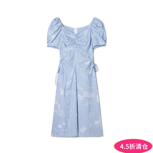 Outlets专柜撤柜正品 深圳南油NY夏装新款棉质拼色条纹中裙连衣裙