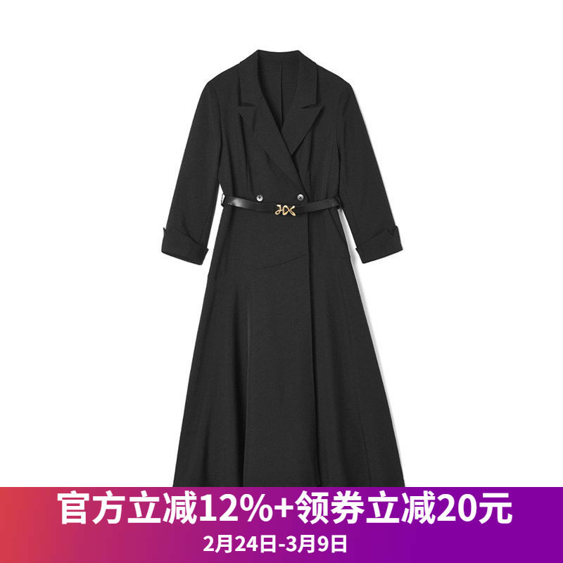 Outlets专柜撤柜正品 HQ春装2026新款职业女性中长裙高级感连衣裙