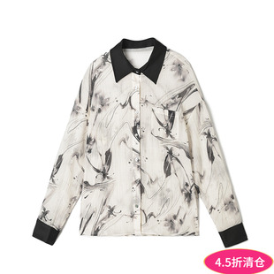 含天丝上衣水墨风衬衫 新款 女 深圳南油NY秋装 Outlets专柜撤柜正品