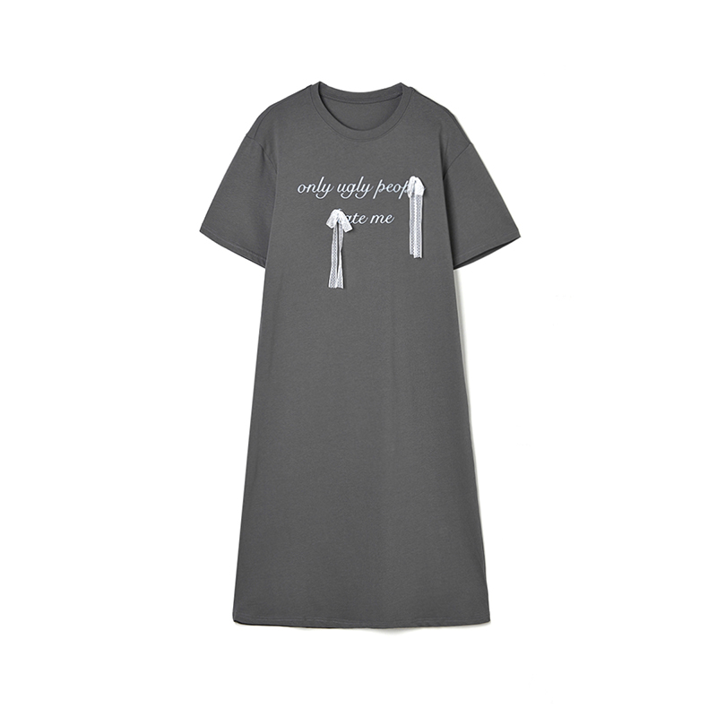 中长裙棉质短袖连衣裙