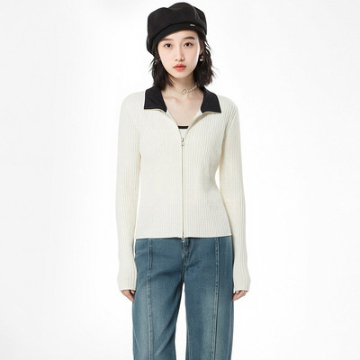 休闲polo领针长袖上衣织衫