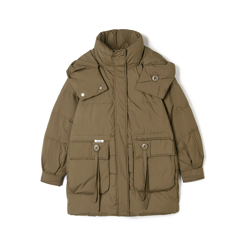 奥莱专柜品牌撤柜正品 HH冬装新款 白鸭绒阔版中长款宽松羽绒服女