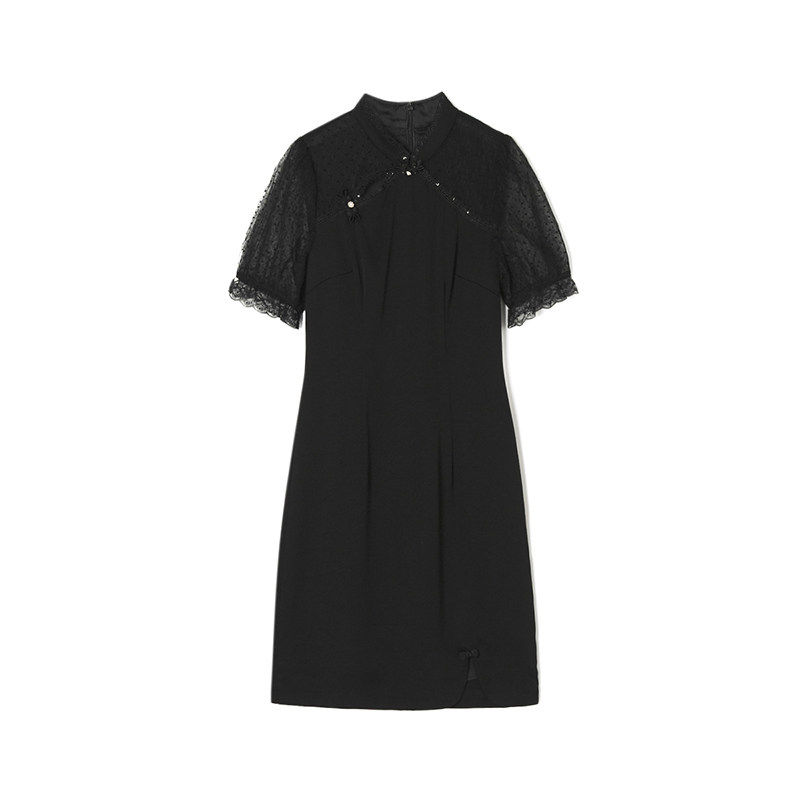 2026年夏Outlets正品 高端GT系列新中式国风立领五分袖短裙连衣裙