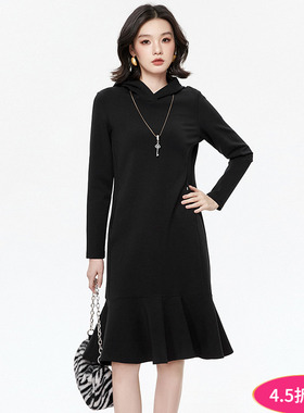 奥莱专柜品牌撤柜正品 WP秋装2025新款 简约风中裙连帽长袖连衣裙