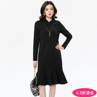 奥莱专柜品牌撤柜正品 WP秋装2025新款 简约风中裙连帽长袖连衣裙
