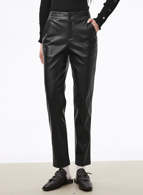 2025年秋Outlets正品 高端LD系列高腰皮质长裤潮流感百搭休闲裤女