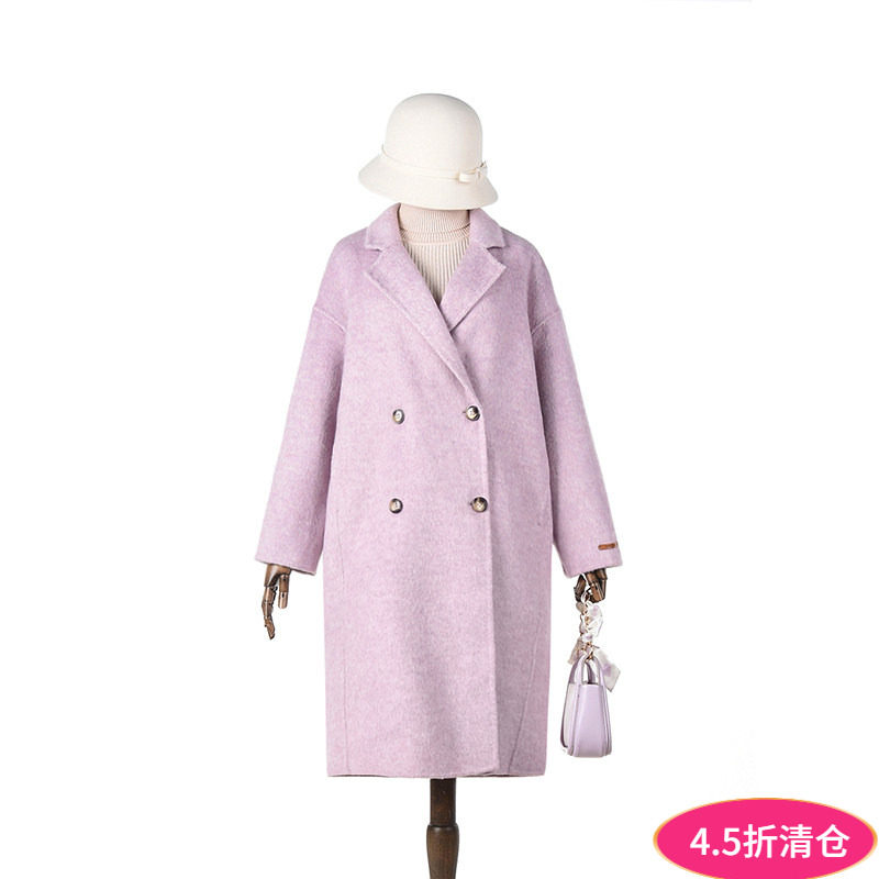 2025年冬Outlets正品 高端HZ系列含羊毛双面尼毛呢外套长款大衣女