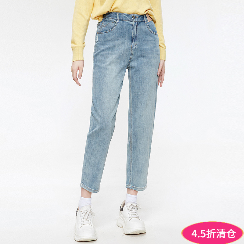2025年秋装Outlets专柜 ZKZ系列 松紧腰长裤水洗颜色裤子牛仔裤女