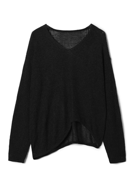 2025年秋Outlets正品 高端MO系列套头长袖纯色上衣不规则针织衫女