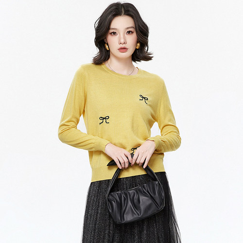 长袖上衣套头圆领针织衫