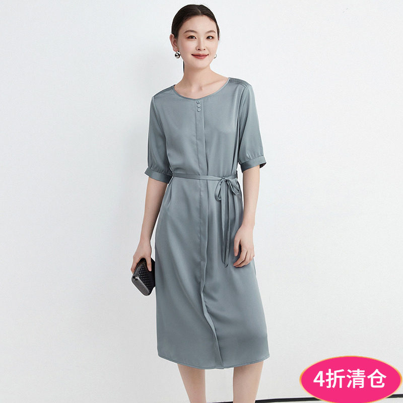Outlets专柜撤柜正品 KB夏装2025新款  高智感中长裙一粒扣连衣裙 - 实物图