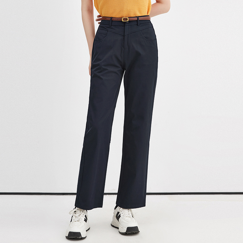 松紧腰长裤梨型微弹裤子